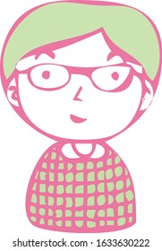 This is a illustration of Rough doodling Hand painted cute Smiling people icon 