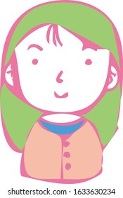 This is a illustration of Rough doodling Hand painted cute Smiling people icon 