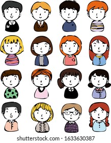This is a illustration of Rough doodling Hand painted cute Smiling people icon 