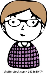 This is a illustration of Rough doodling Hand painted cute Smiling people icon 
