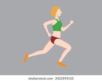 This is an illustration of a running female track and field athlete.