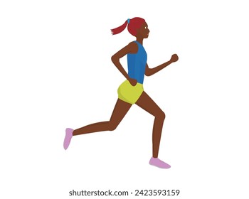 This is an illustration of a running female track and field athlete.