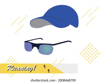 This is an illustration of a running item, a cap and sunglasses.