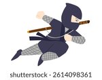 This is an illustration of a running ninja.