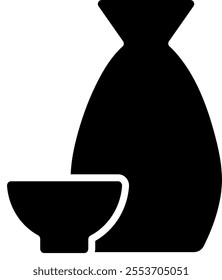 This is an illustration of a sake icon (sake bottle and choko).