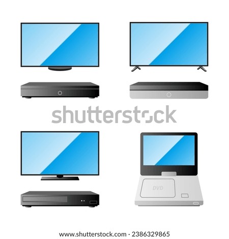 This is an illustration of the same home appliance set_ TV and recorder.