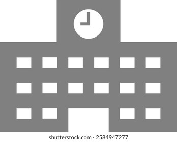 This is an illustration of a school building silhouette icon.