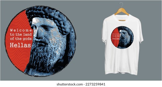 Esta es una ilustración con la técnica de rasguños que hice basada en el arte griego antiguo, se puede usar para producciones turísticas.
