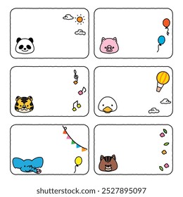 This is an illustration of a self-introduction message frame of cute animals.