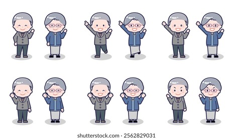 This is an illustration of a senior man and woman in casual clothes.