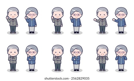 This is an illustration of a senior man and woman in casual clothes.