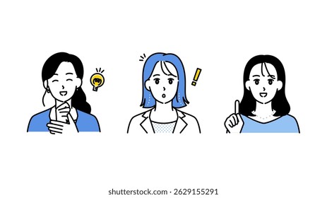 This is illustration set B of three motivated women.