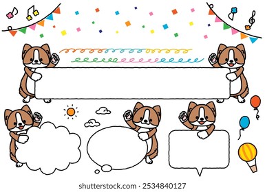 Esta é uma ilustração de um conjunto de molduras de cachorro fofo.