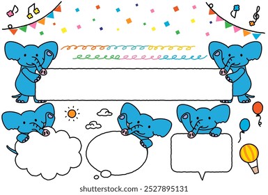 This is an illustration of a set of cute elephant frames.