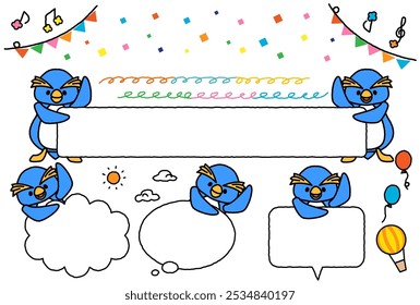 This is an illustration of a set of cute penguin frames.