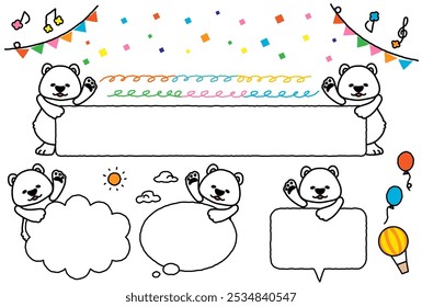 This is an illustration of a set of cute polar bear frames.