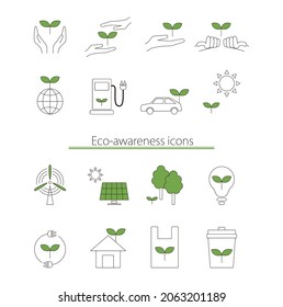 This illustration is a set of environmentally friendly icons.