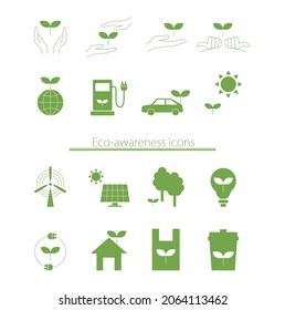 This illustration is a set of environmentally friendly icons.