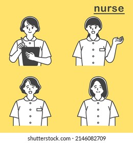 This is an illustration set of female nurses who will guide you at the reception desk.