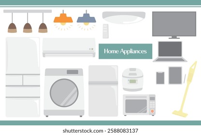 This is an illustration set of home appliances.