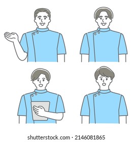 This is an illustration set of male nurses who will guide you at the reception desk.