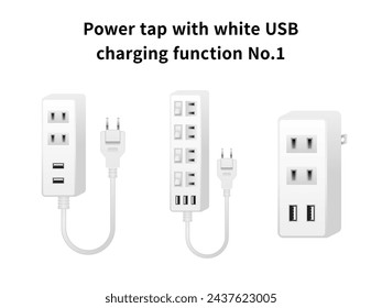 Dies ist ein Illustrationssatz des Power Tap Nr. 1 mit weißer USB-Ladefunktion.