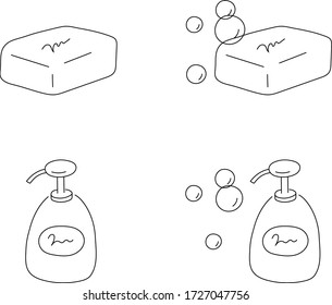 this is illustration set of soap and hand soap.