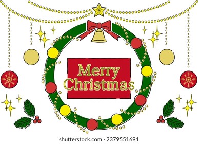 Este es un conjunto de ilustraciones que se puede usar para coronas navideñas, bolas navideñas y otros titulares con texto dentro.