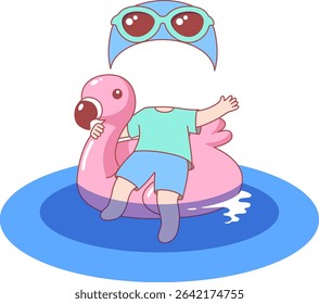 This illustration set is themed around summer vacation and water play activities
