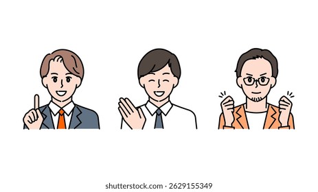 This is an illustration set A of three motivated men.