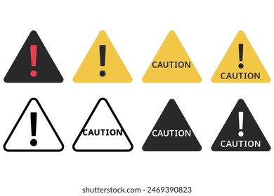 This illustration is a set of warning sign icons.