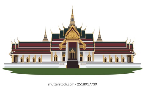 This illustration showcases the architectural splendor of Bangkok's Grand Palace, a symbol of Thailand's rich history and cultural heritage.