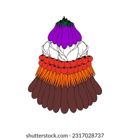 This illustration showcases the concept of Gunungan Hasil Bumi  or Mountain of Earth's Bounty. The design depicts a mountain-shaped composition adorned with a variety of abundant agricultural products