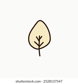 This illustration showcases a simple yet elegant depiction of a leaf. With its minimalist design, the leaf features a subtle beige color and a thin outline, highlighting its natural beauty.