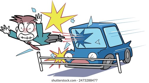This is an illustration showing the dangers of not wearing a seat belt.