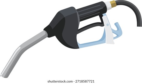 Esta ilustración muestra una boquilla dispensadora de combustible automática, un dispositivo comúnmente utilizado en las estaciones de combustible para dispensar combustibles como gasolina, diesel o queroseno. La boquilla está diseñada con un mecanismo de apagado automático que detiene el flujo de combustible cuando el tanque está lleno, ayudando a evitar el sobrellenado y los derrames accidentales.