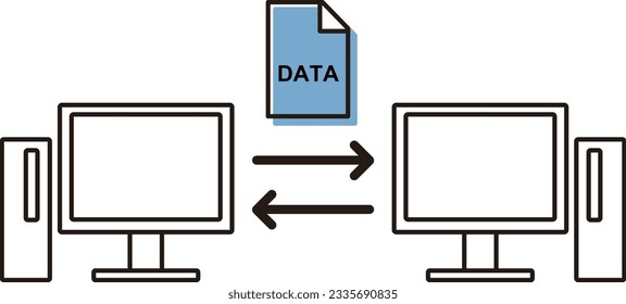 This illustration shows computers exchanging data with each other.