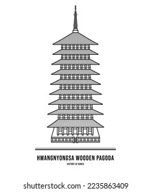 Esta ilustración muestra las reliquias culturales de Silla, Cheomseongdae y Hwangnyongsa Pagoda de Madera de 9 pisos. Esta torre y edificio fue construido durante el reinado de la reina Seongdeok de Silla.