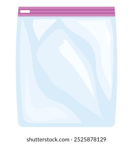 This illustration shows an empty transparent plastic bag with a pink zipper, useful for various storage and packaging concepts