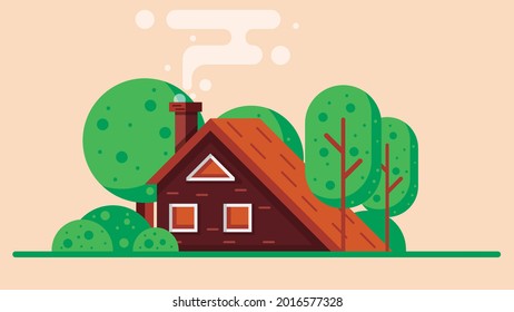 
This illustration shows a fairytale style house.