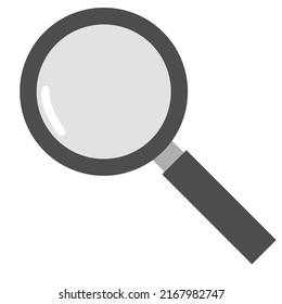 This illustration shows a gray magnifying glass placed at an angle.