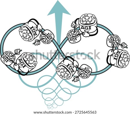 This illustration shows the "leap from the infinite self-modification loop" in artificial intelligence.