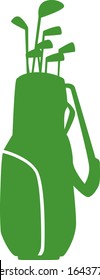 This illustration shows the silhouette of a caddy bag containing a golf club.