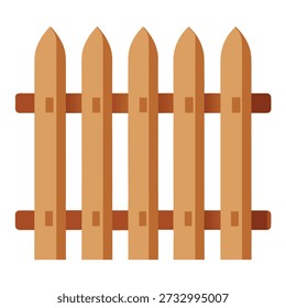 This illustration shows a simple cartoon-style fence, acting as a yard or garden barrier. The design features flat, uncomplicated shapes, creating a clean and minimal look.