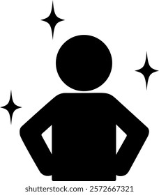 This is an illustration of a silhouette icon of a confident person (successful person).