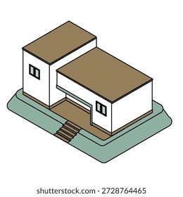 This is an illustration of a simple building that can be used for public facilities and small facilities.