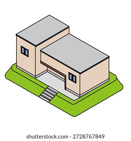 This is an illustration of a simple building that can be used for public facilities and small facilities.