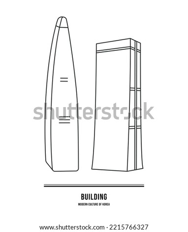 This illustration is a simple drawing of buildings in Seoul.