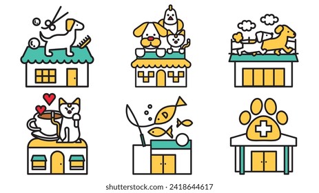 This is an illustration of simple line drawing shop icon set D.
