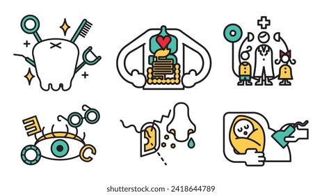 This is an illustration of a simple line drawing icon set G hospital.